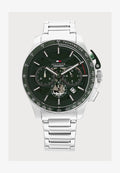 Tommy Hilfiger BANK - Chronograph watch - silver-coloured/green