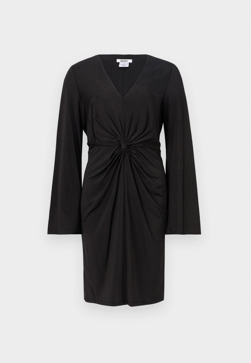 BELL V NECK FRONT TWIST DRESS Media 1