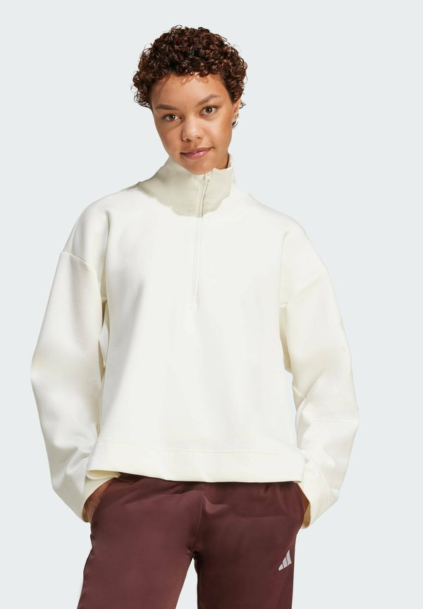 adidas Sportswear SOFT LUX QUARTER ZIP - Sweatshirt - off white