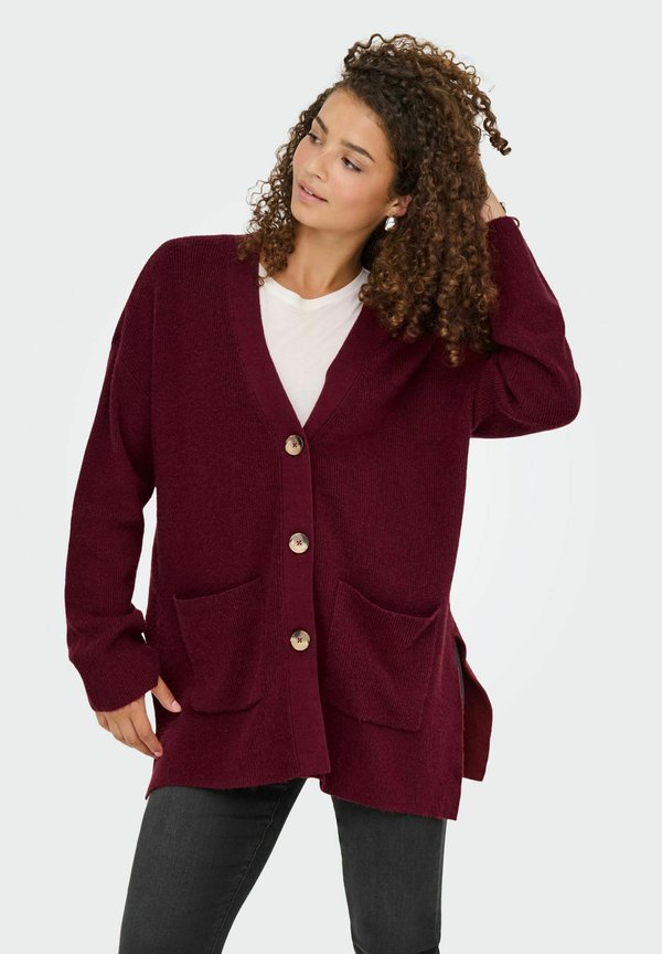 ONLY ONLIBI LS RIB LOOSE CARDIGAN KNT NOOS - Cardigan - cabernet