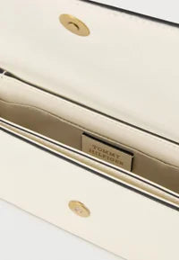 Tommy Hilfiger LEATHER FLAP LOGO PLAQUE CROSSBODY BAG - Cross body bag - soft cream