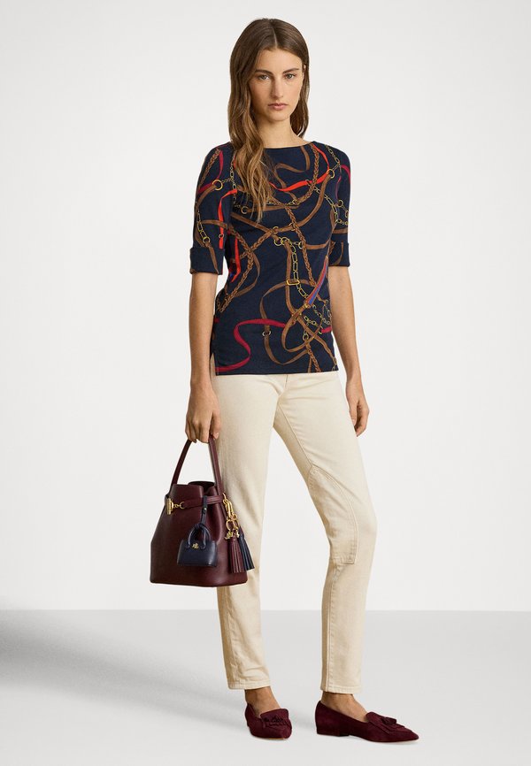 Lauren Ralph Lauren Petite BELTING-PRINT COTTON BOATNECK TEE