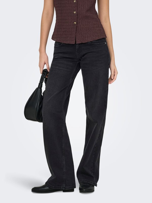 ONLY Wide-fit ONLJULLES Super low waist Wide Leg Fit - Wide Leg - washed black