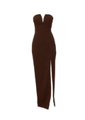 WAL G PETITE ANNA V NECK MAXI DRESS