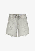 Bershka DESTROYS - Denim shorts - grey