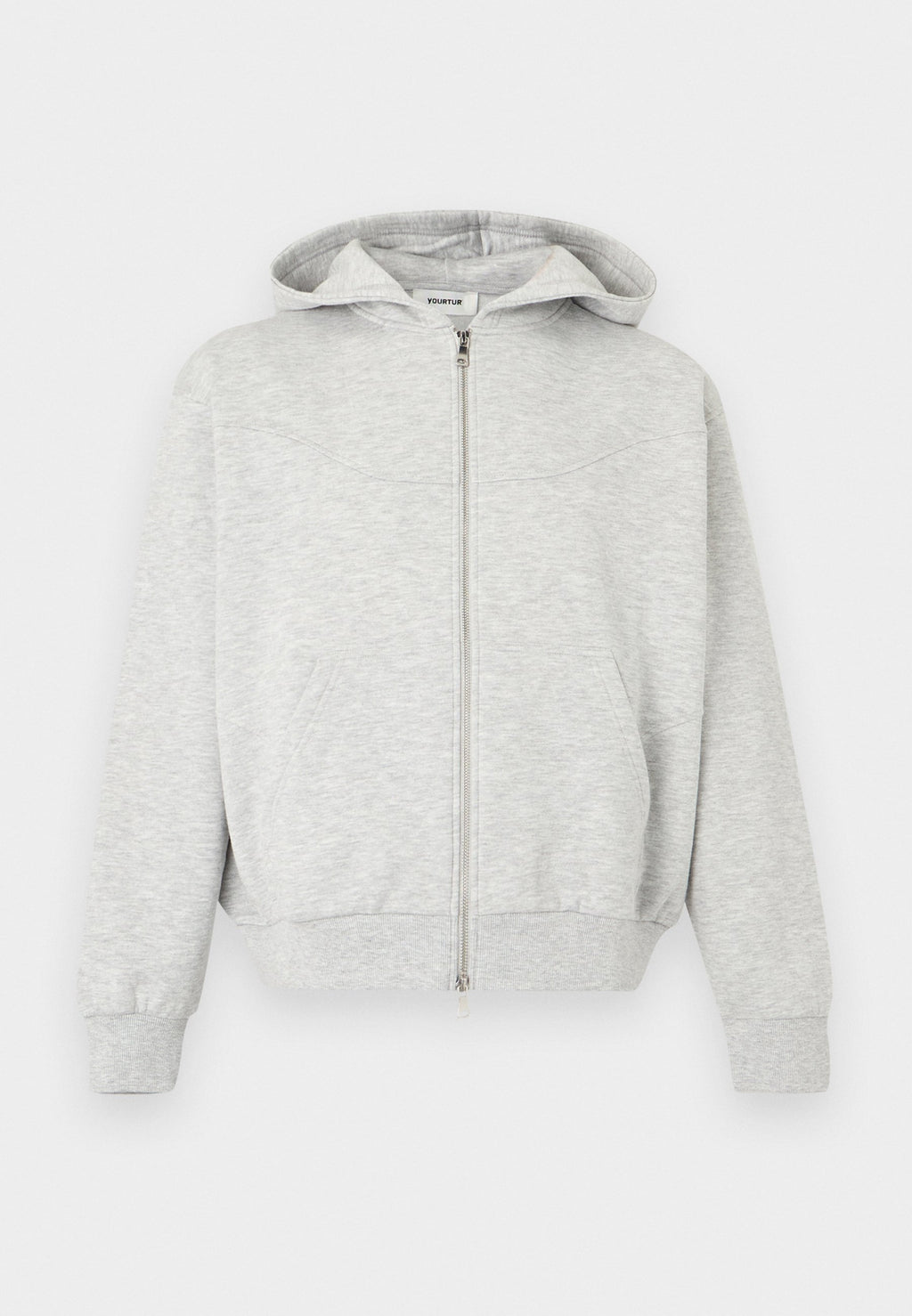 YOURTURN RELAXED FIT CURVED SEAM ZIP-UP HOODIE