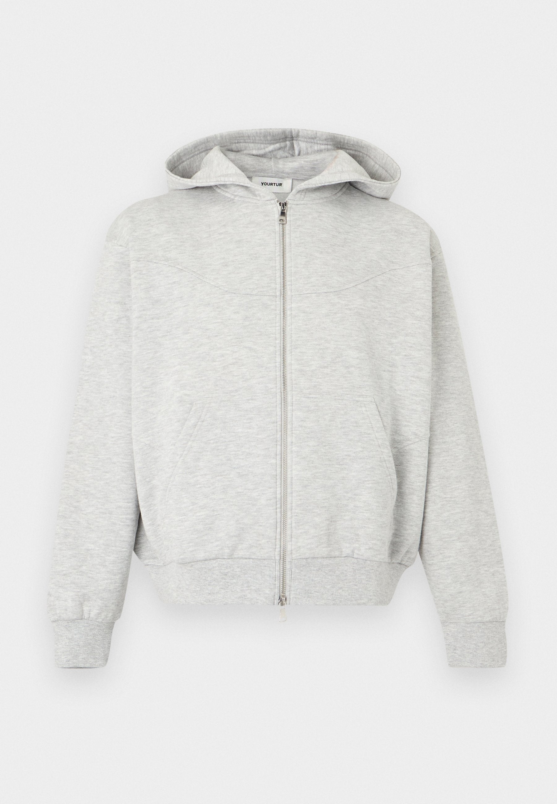 YOURTURN RELAXED FIT CURVED SEAM ZIP-UP HOODIE