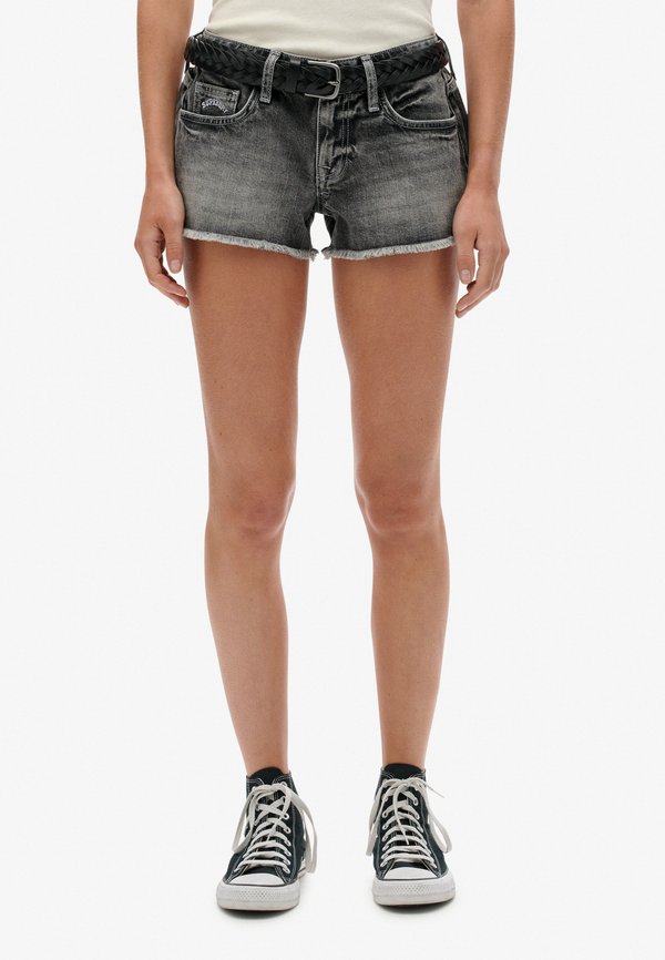 Superdry & Co LOW RISE HOT - Denim shorts - vintage black denim