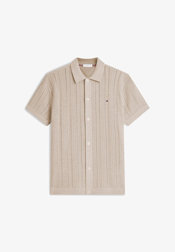 Tommy Hilfiger POINTELLE STRUCTURE SS SHIRT - SUMMER RESORT - Shirt - batique khaki heather