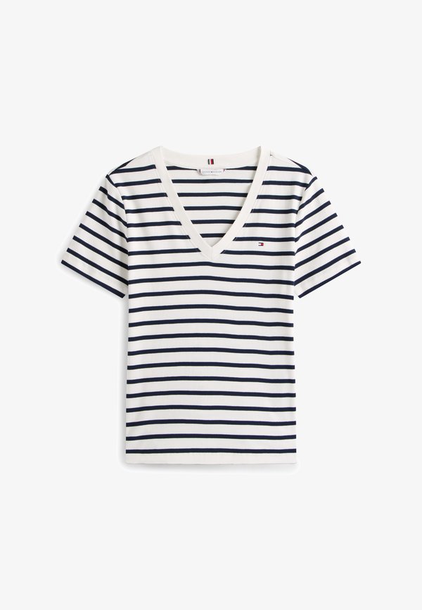 Tommy Hilfiger SLIM CODY V NECK - Basic T-shirt - breton/ecu/dark night navy