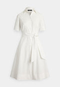 Lauren Ralph Lauren BELTED COTTON-BLEND SHIRTDRESS