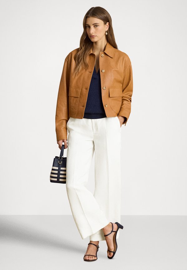 Lauren Ralph Lauren LINEN-BLEND TWILL WIDE-LEG CROPPED PANT
