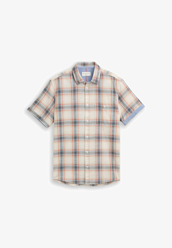 TOM TAILOR REGULAR FIT KURZARMMIT KAROMUSTER - Shirt - white multicolor check