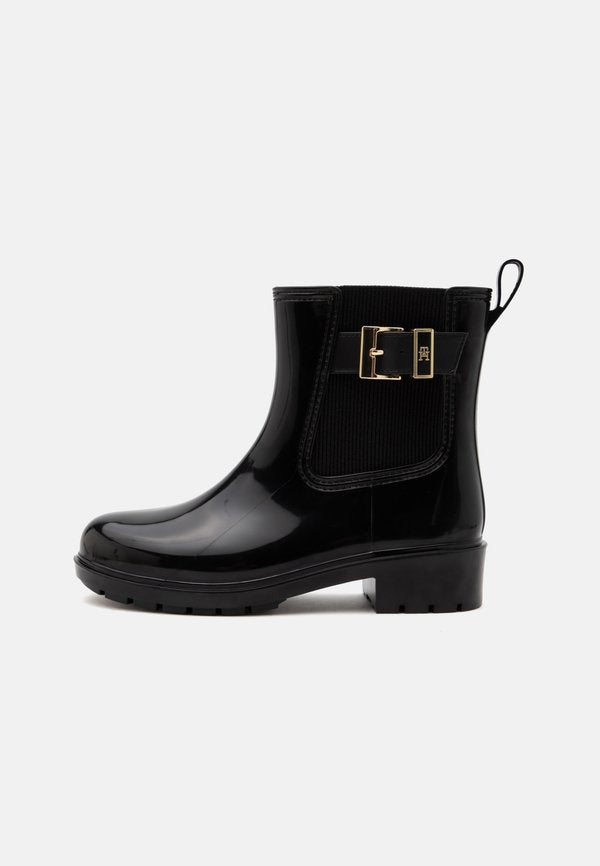 Tommy Hilfiger BUCKLE GLOSSY ANKLE RAIN BOOT - Wellies - black