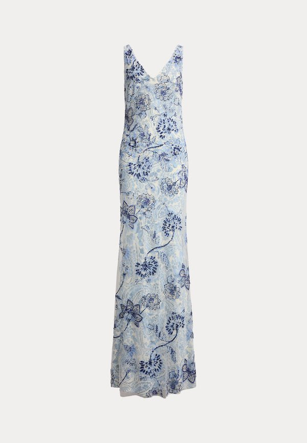 Lauren Ralph Lauren FLORAL BEADED TULLE GOWN