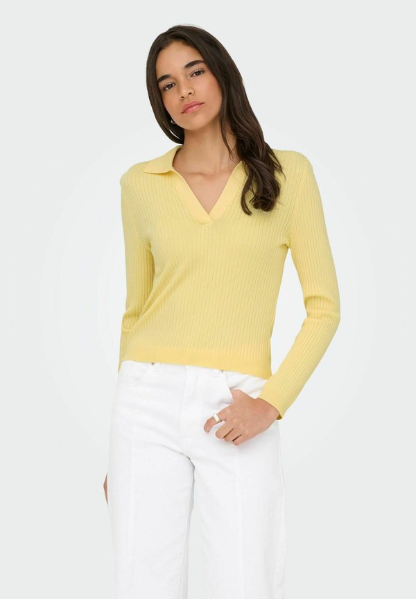 ONLY ONLKAYA LS POLO V-NECK PULLOVER EX KNT - Jumper - double cream