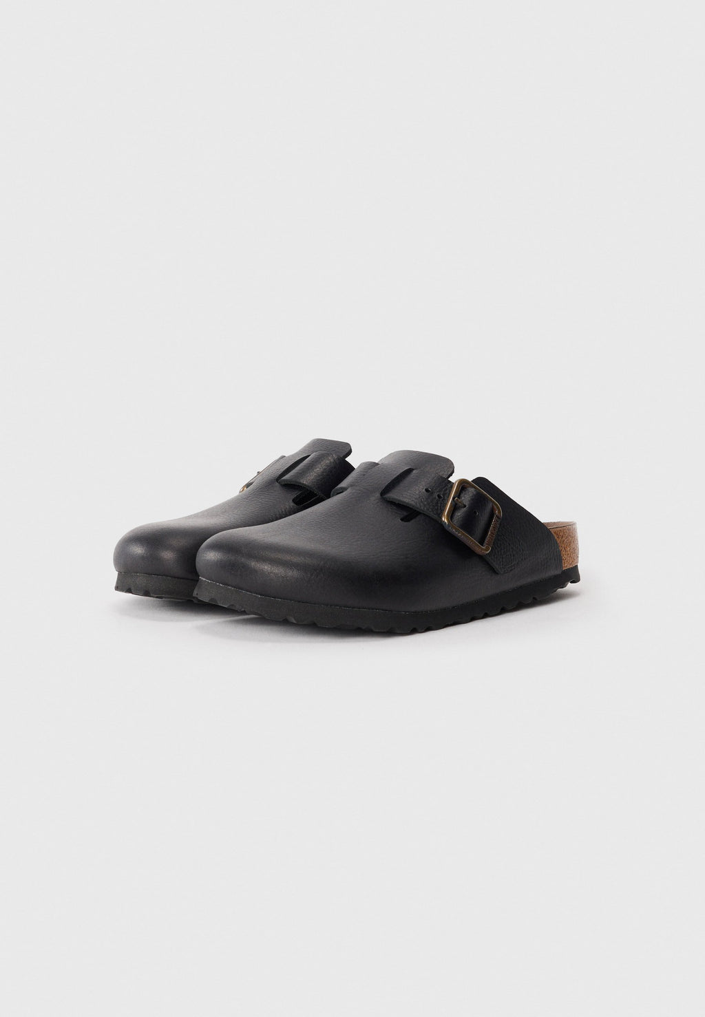 Birkenstock BOSTON WB LE VINTAGE WOOD BLACKN - REGULAR