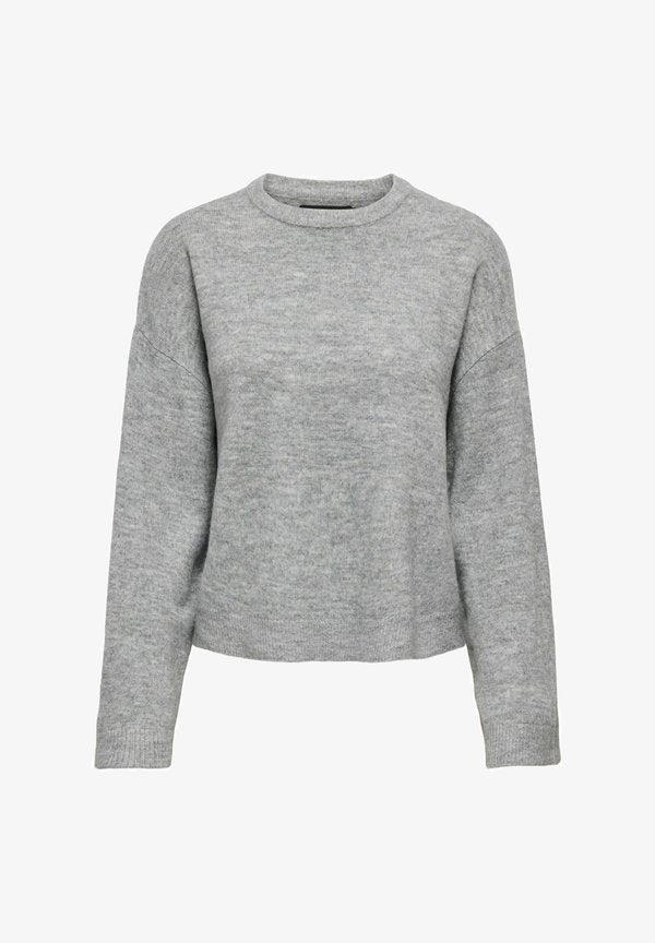 ONLY ONLSIMONI L/S O-NECK PULLOVER KNT NOOS - Jumper - medium grey melange