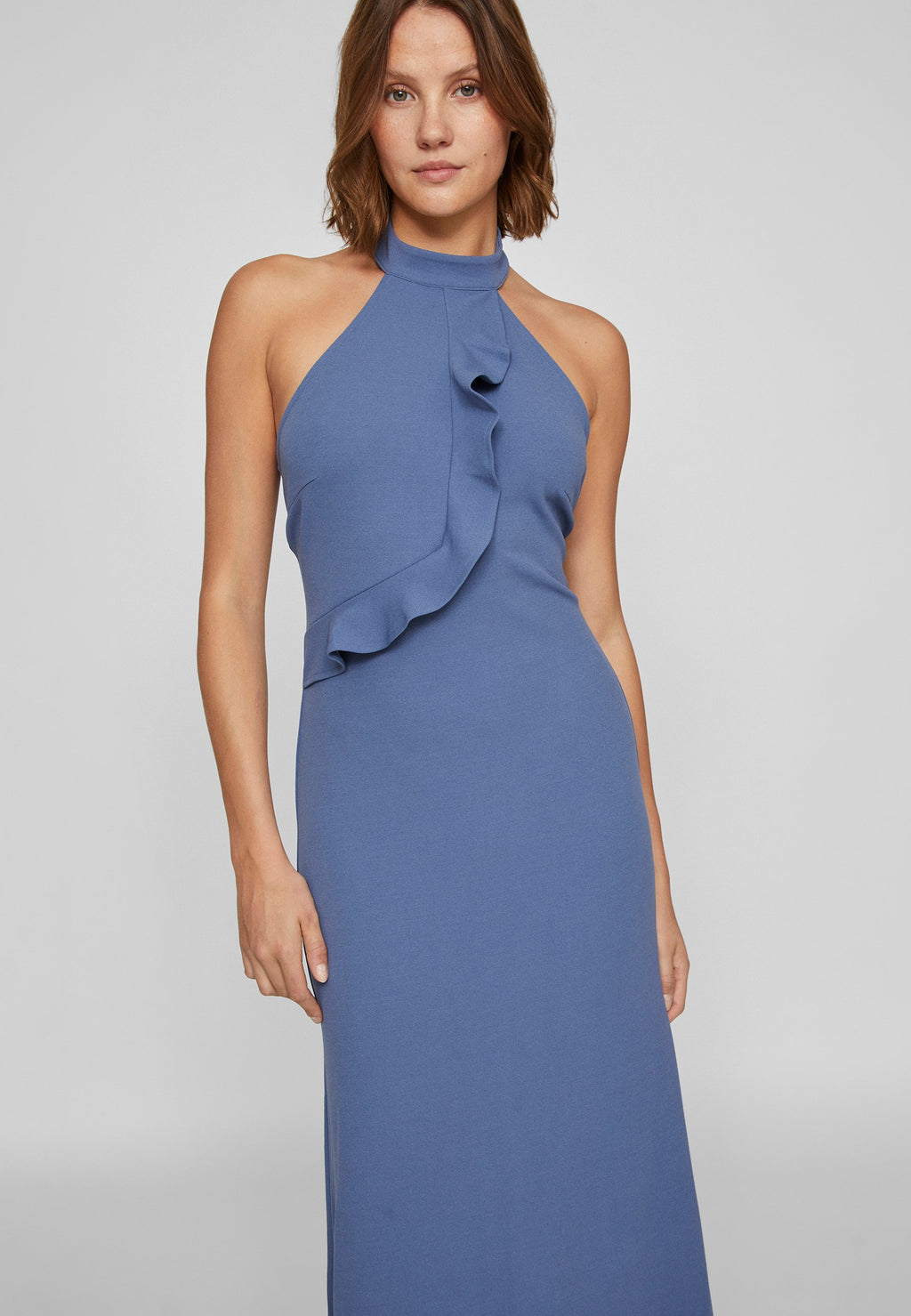 VILA VICLARA HALTERNECK FRILL DRESS