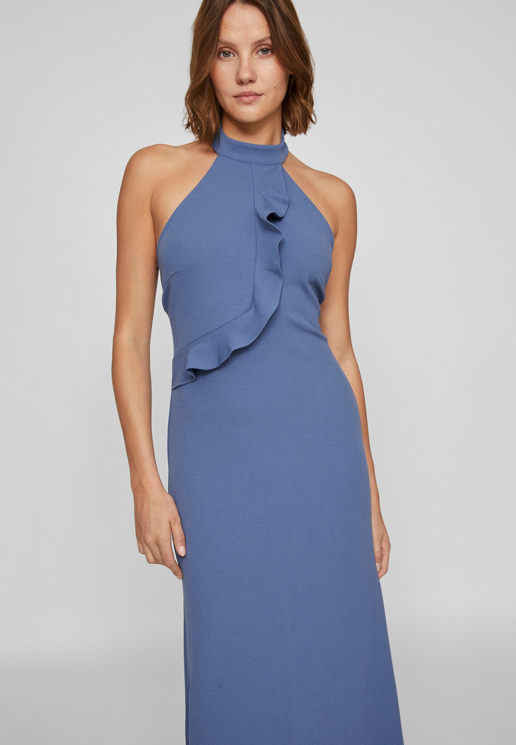 VILA VICLARA HALTERNECK FRILL DRESS