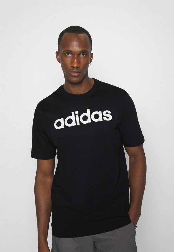 adidas Sportswear ESSENTIALS SINGLE LINEAR EMBROIDERED - Print T-shirt - black