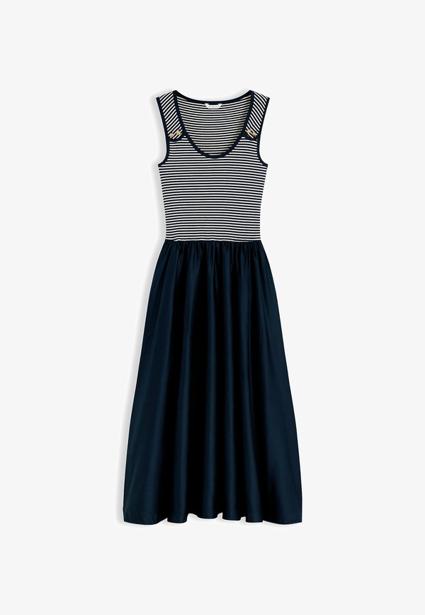 Tommy Hilfiger TOMMY HILFIGER GOLD-TONE BUTTON SLIM MIXED MIDI DRESS - Day dress - dark night navy  ecru stp