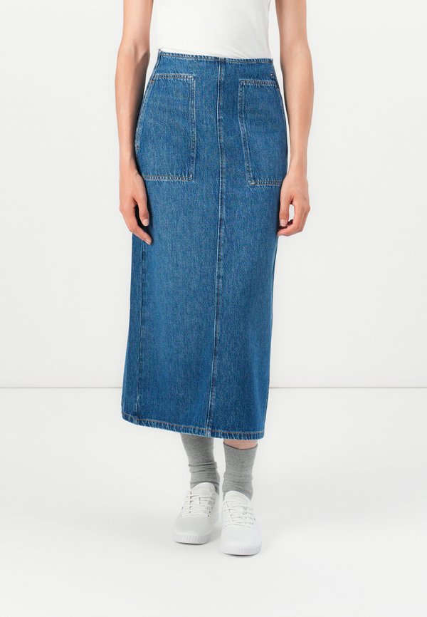 Tommy Hilfiger LONG MIDI SKIRT - Denim skirt - flo