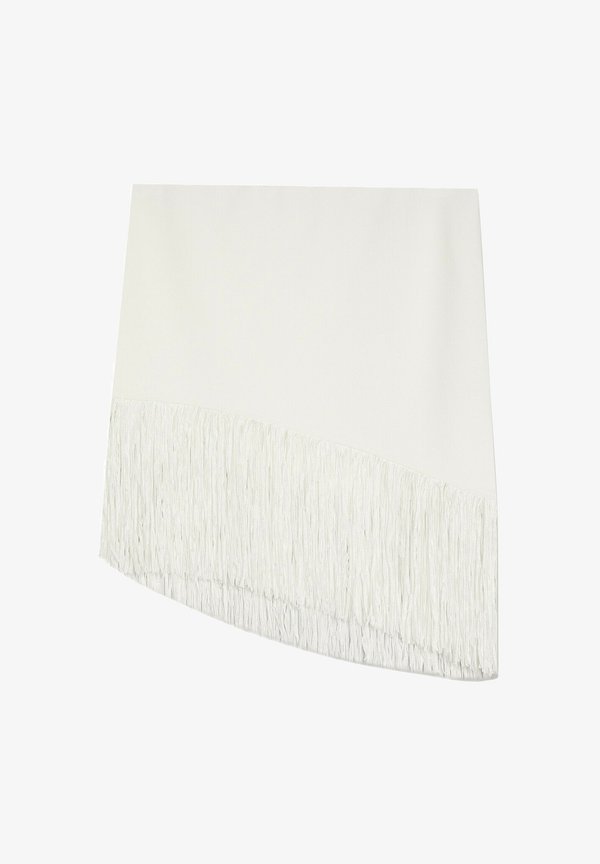 Bershka Fringed strapless top - Mini skirt - white