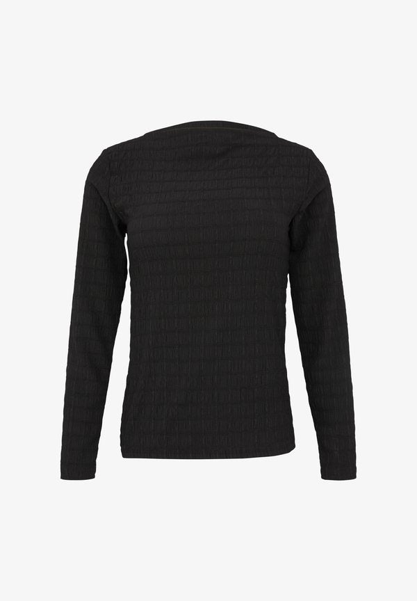 s.Oliver MIT STRUKTURMUSTER UND U AUSSCHNITT - Long sleeved top - schwarz