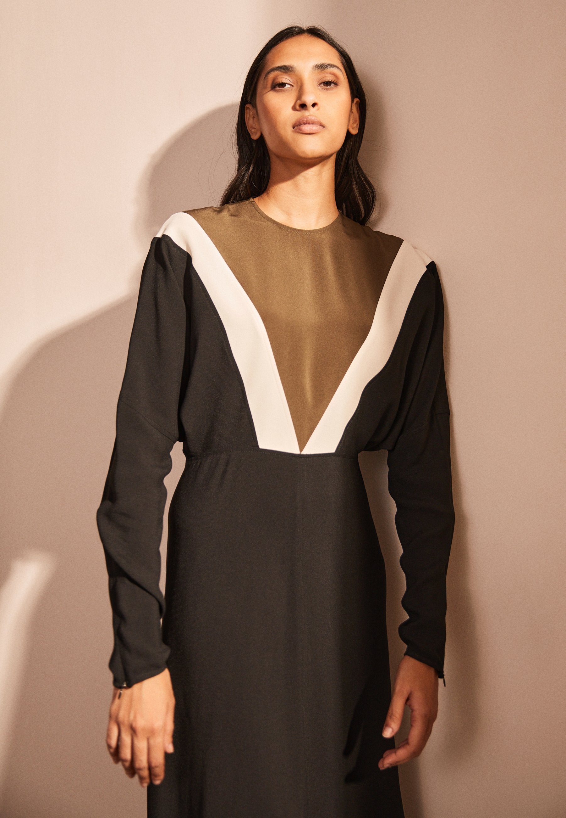 Victoria Beckham CHEVRON DETAIL DOLMAN DRESS