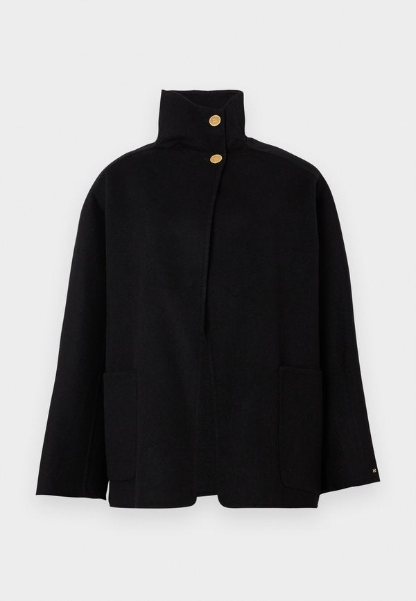 Tommy Hilfiger WOOL BLEND FUNNEL NECK OVERSIZED COAT - Short coat - black