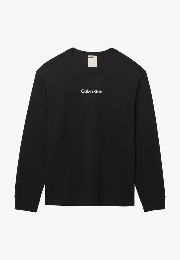 Calvin Klein RELAXED STANDARD LOGO CREWNECK TEE - Long sleeved top - black