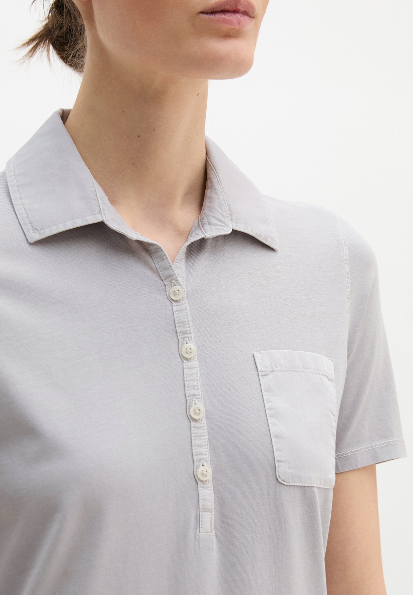 Marc O'Polo MARC O'POLO KURZARM POLOSHIRT SLIM MIT MATERIAL-MIX-DETAILS