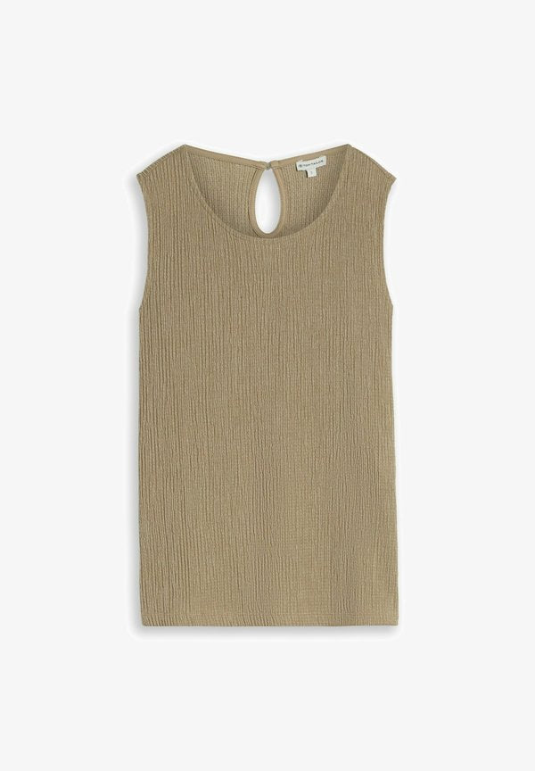 TOM TAILOR TOM TAILOR T-SHIRT CRINKLE TOP MIT SEITENSCHLITZEN - Blouse - olive white structure