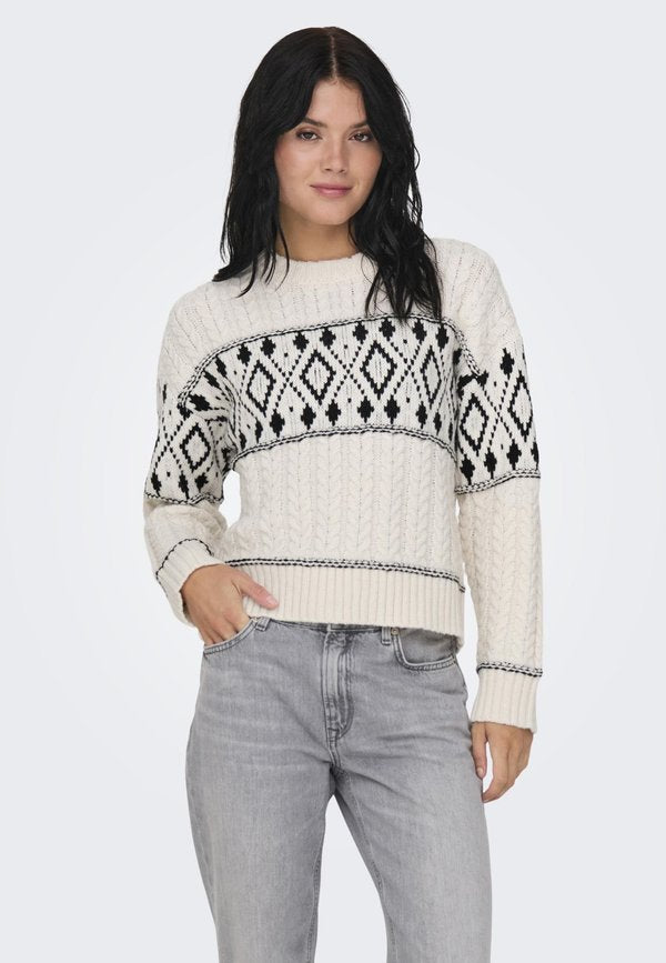 ONLY Knitted ONLMARENT Knitted - Jumper - cloud dancer detail black