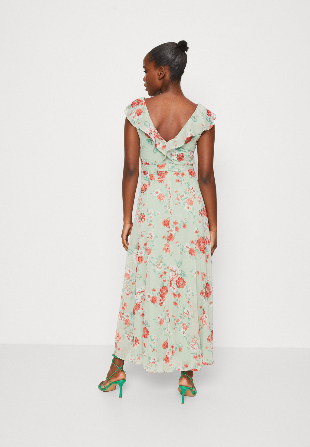 VILA VIRILLA V NECK FRILL ANKLE DRESS