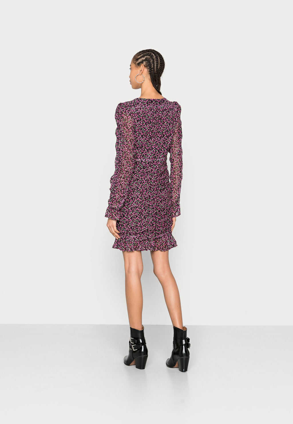 Colourful Rebel STACEY SMALL FLOWER GATHERED MINI DRESS