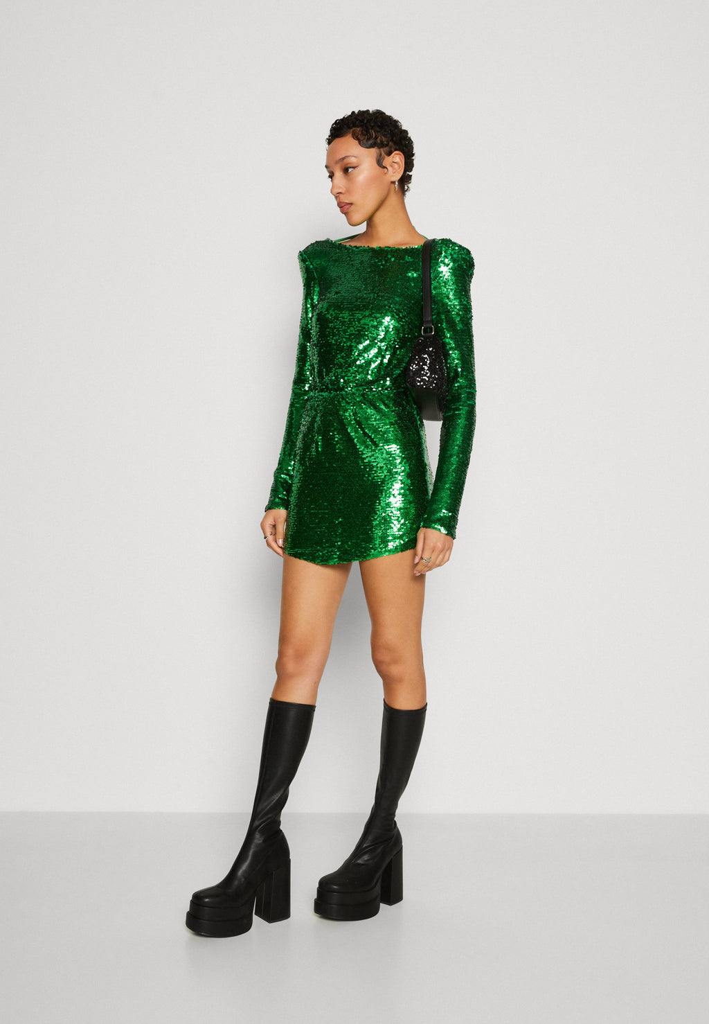 NA-KD SEQUIN DETAIL DEEP BACK MINI DRESS