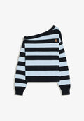 Bershka EMBROIDERED BOAT NECK - SWEATER - Jumper - dark blue
