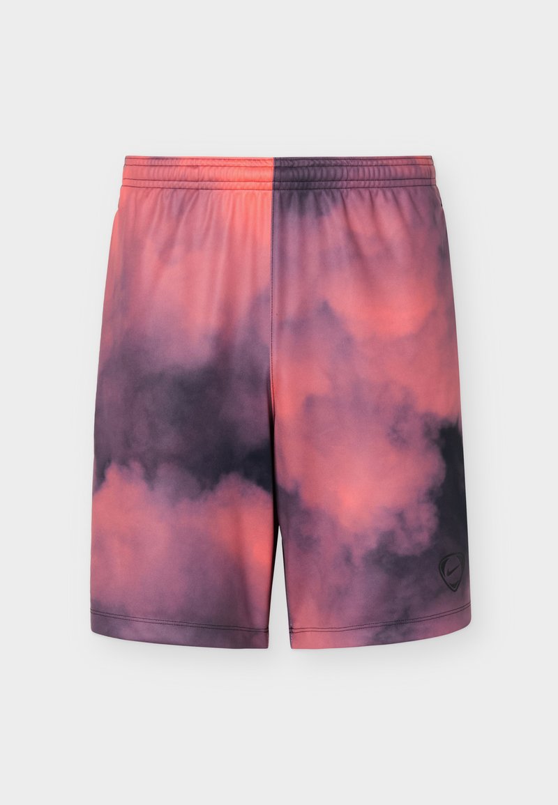 Herren-Sportshorts mit einem rosa-schwarzen wolkenähnlichen Farbverlauf und elastischem Bund.