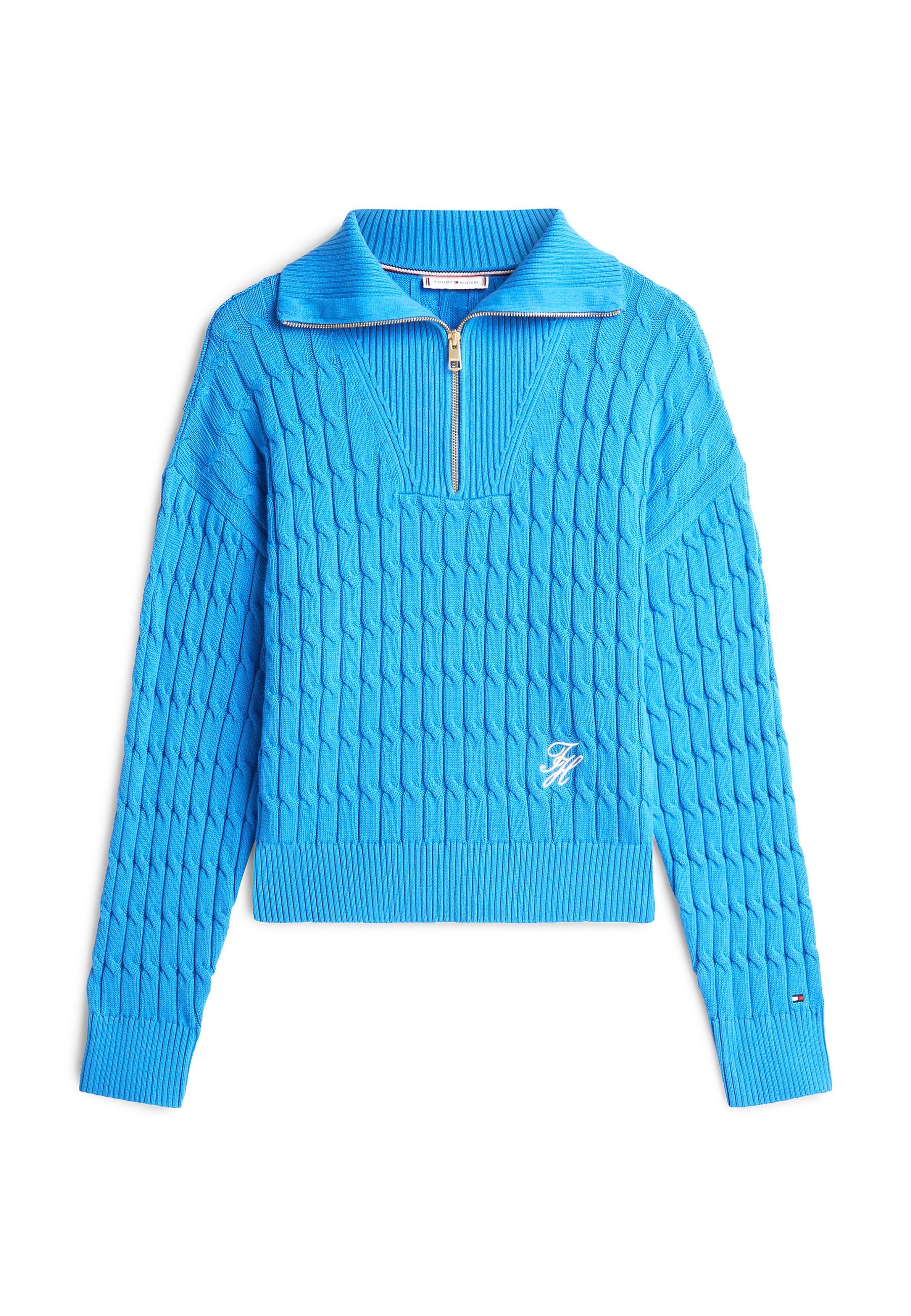 RELAXED CABLE KNIT HALF-ZIP JUMPER Media 1