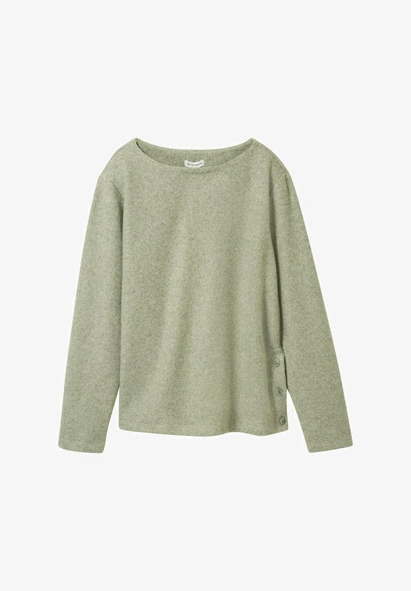TOM TAILOR GERIPPTES  - Jumper - pure sage melange