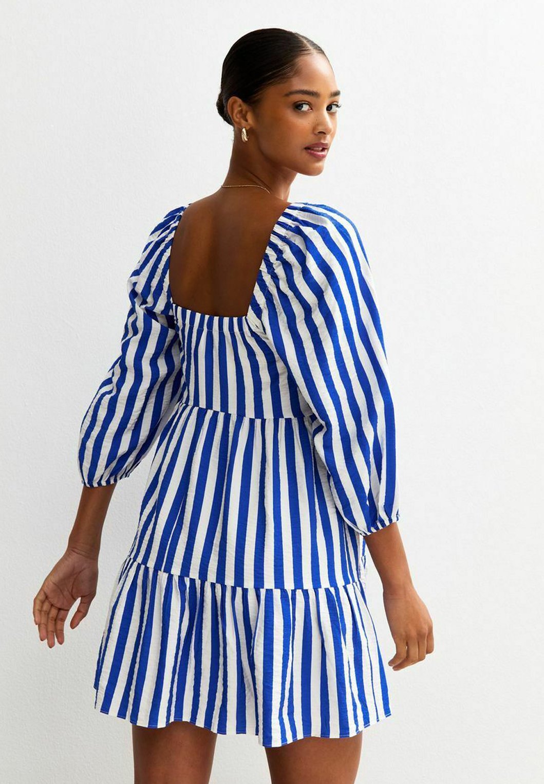 New Look STRIPED SMOCK TIERED MINI