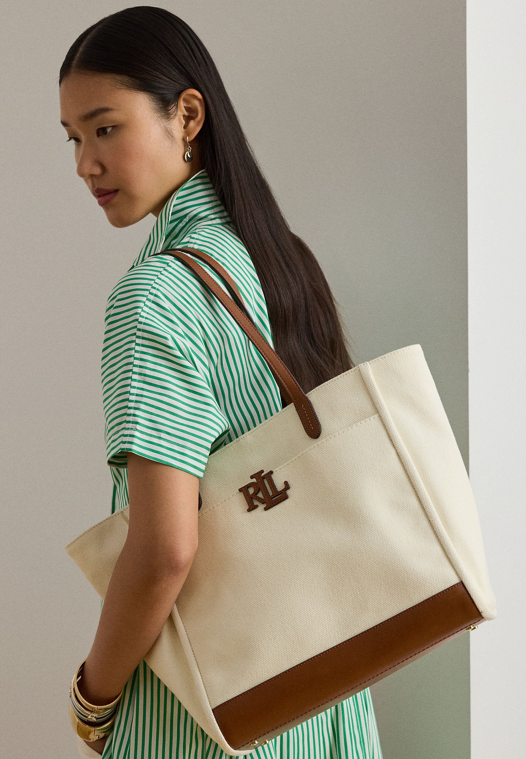Lauren Ralph Lauren CANVAS LARGE CAMERYN TOTE BAG
