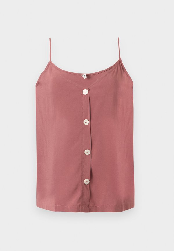ONLY ONLNELLY LIFE BUTTON SINGLET SOLID - Top - rose brown