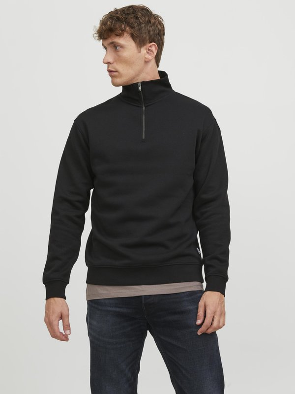 Jack & Jones JJEBRADLEY SWEAT HALF ZIP NOOS - Sweatshirt - black