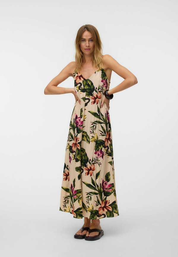 Vero Moda DRESS VMLYRA LONG DRESS - Maxi dress - bisque