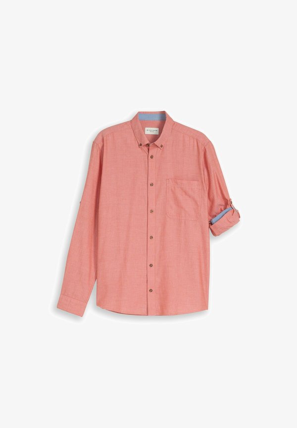 TOM TAILOR REGULAR FIT MIT TURN-UP-FUNKTION - Shirt - chili orange herringbone