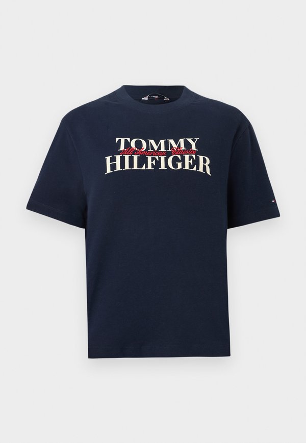 Tommy Hilfiger CLASSIC FLOCK LOGO RELAXED T-SHIRT - Print T-shirt - dark night navy