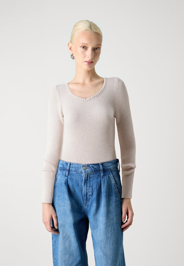 ONLY ONLEMMA V NECK PEARL - Jumper - pumice stone